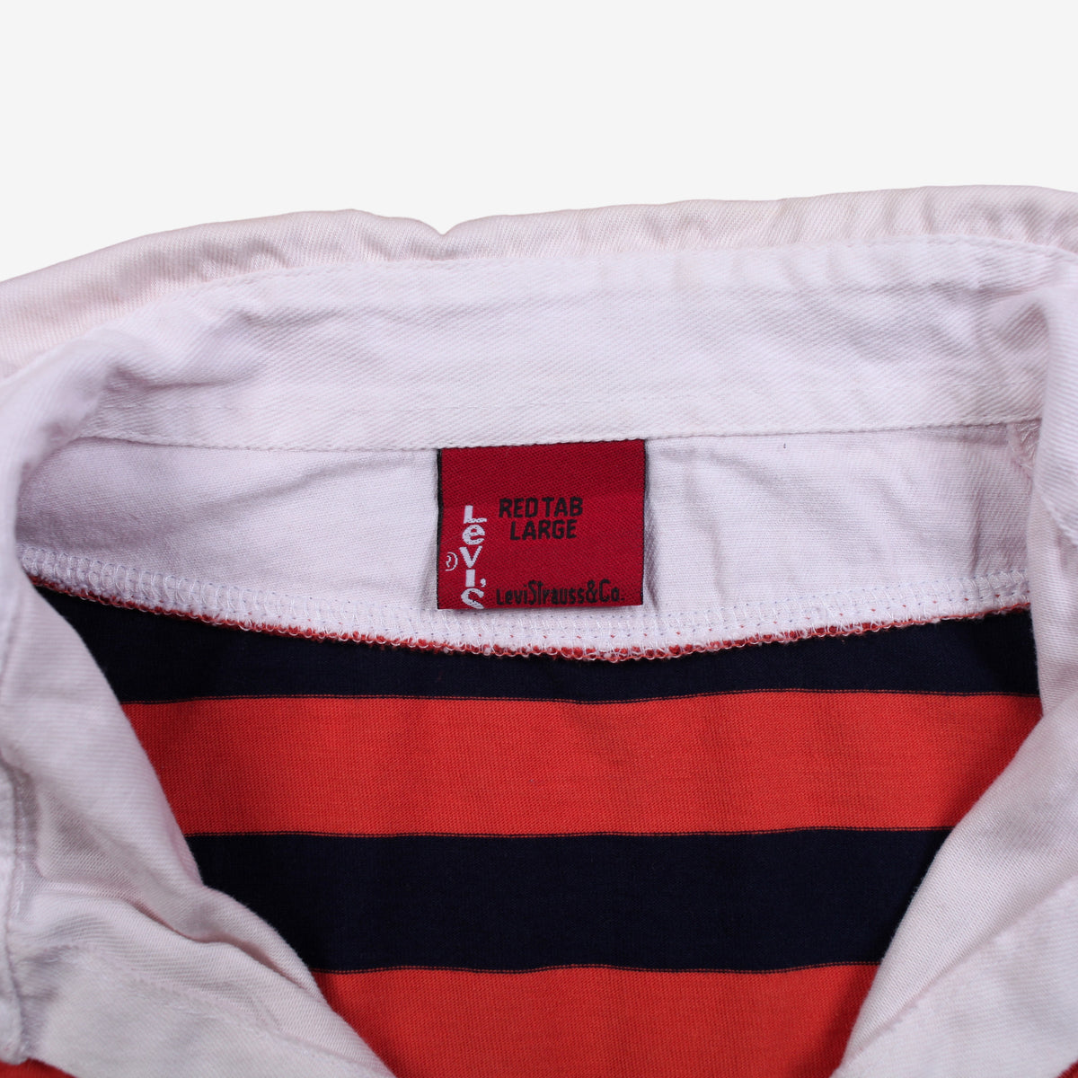 Vintage Levis T-shirt L Womens Orange Striped Polo Collared Streetwear Y2k