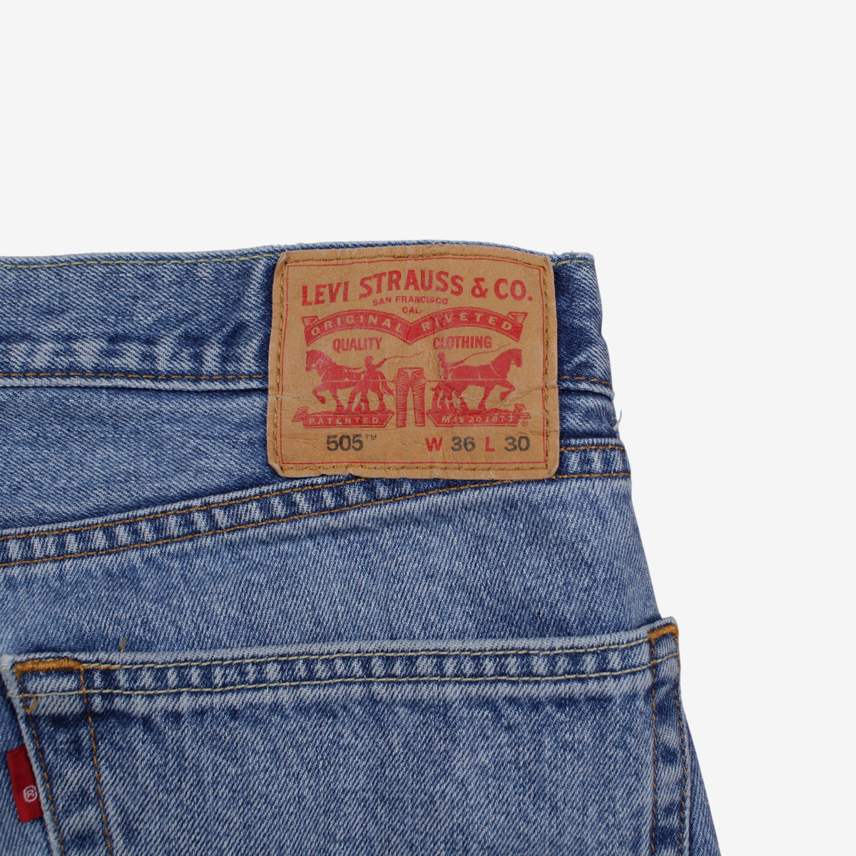 Levis 505 Jeans 36x30 Blue Regular Straight Faded Light Stonewash Mid Rise Denim
