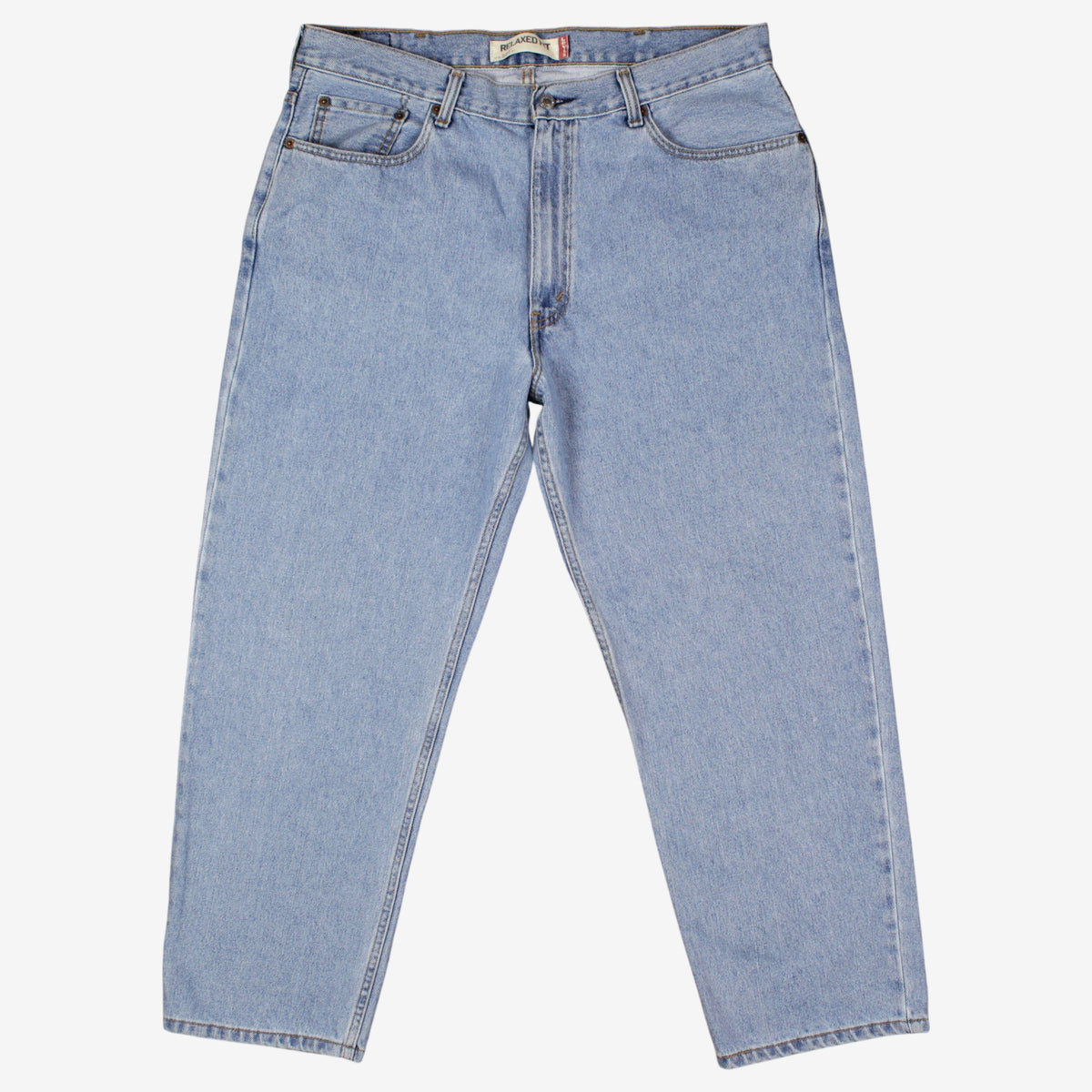Levis 550 Jeans 38x29 Blue Relaxed Taper Light Stonewash Zip Red Tab Denim