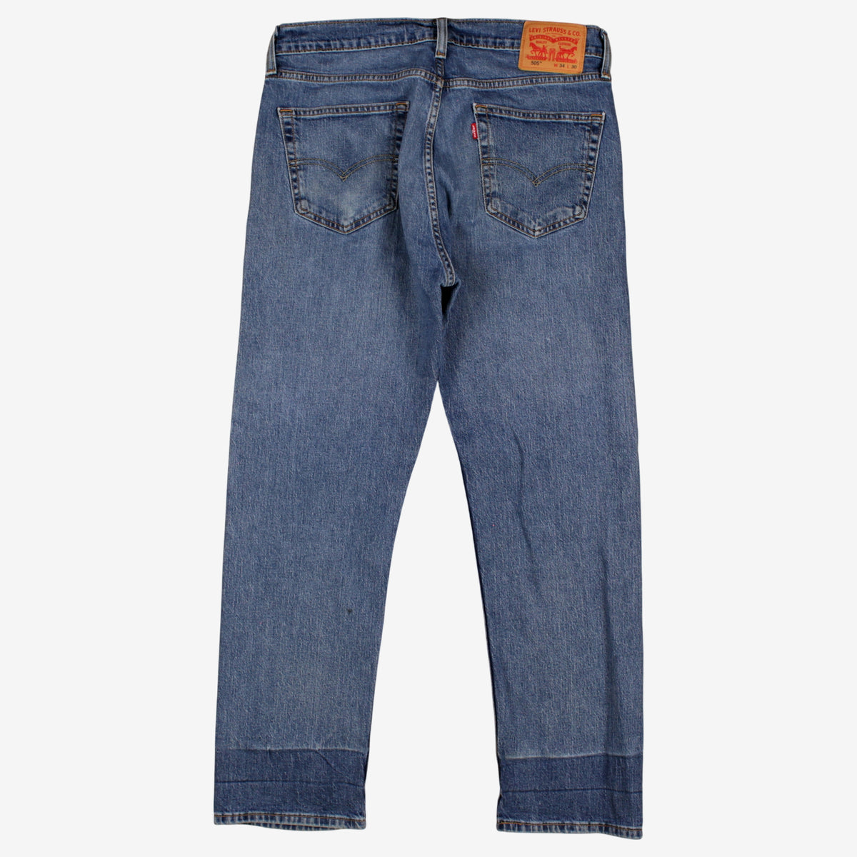 Levis 505 Jeans 34x30 Blue Regular Straight Faded Stonewash Red Tab Denim