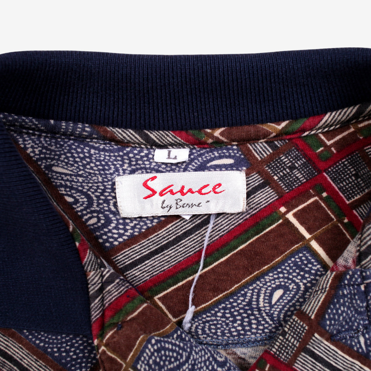 Vintage Sauce By Berne Polo Shirt L Mens 90s Blue Plaid Paisley Long Sleeve