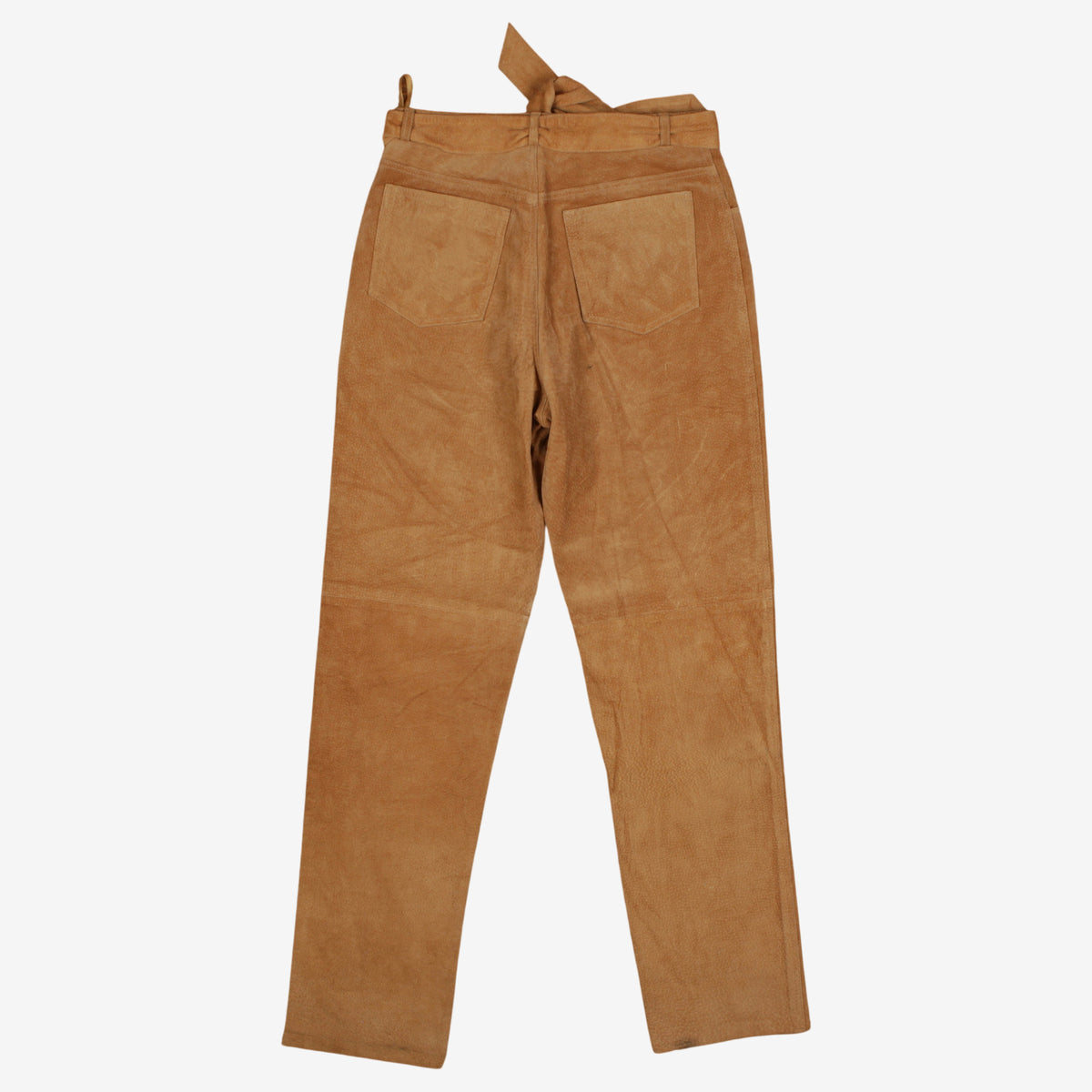 Ombraluce Leather Suede Trousers Pants 28x32 Womens 00s Beige Tapered Tie Waist