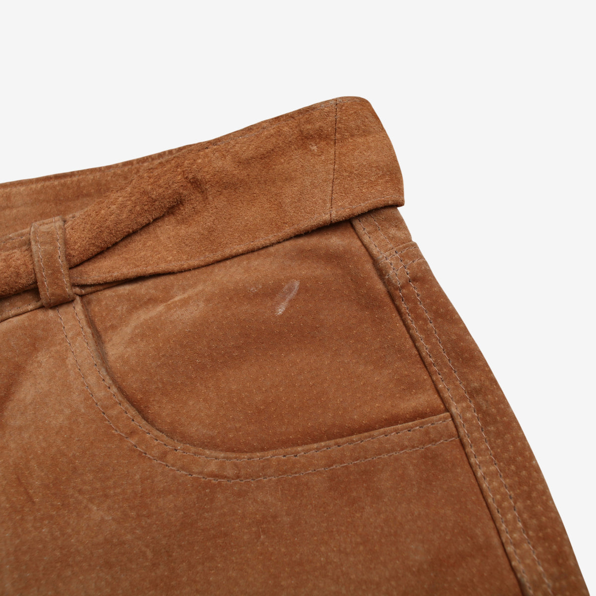 Ombraluce Leather Suede Trousers Pants 28x32 Womens 00s Beige Tapered Tie Waist