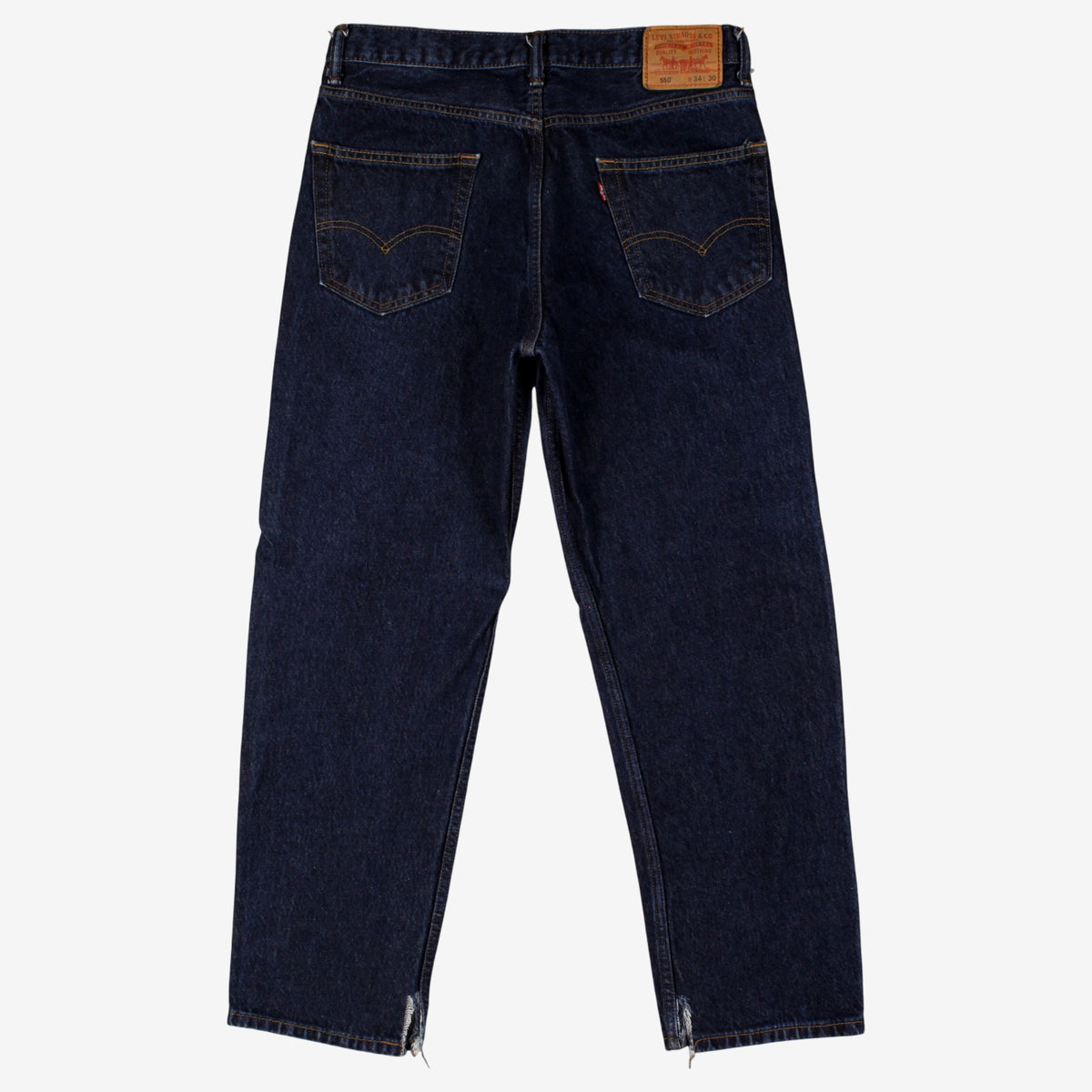 Levis 550 Jeans 34x30 Blue Relaxed Taper Dark Stonewash Zip Fly Tapered Denim