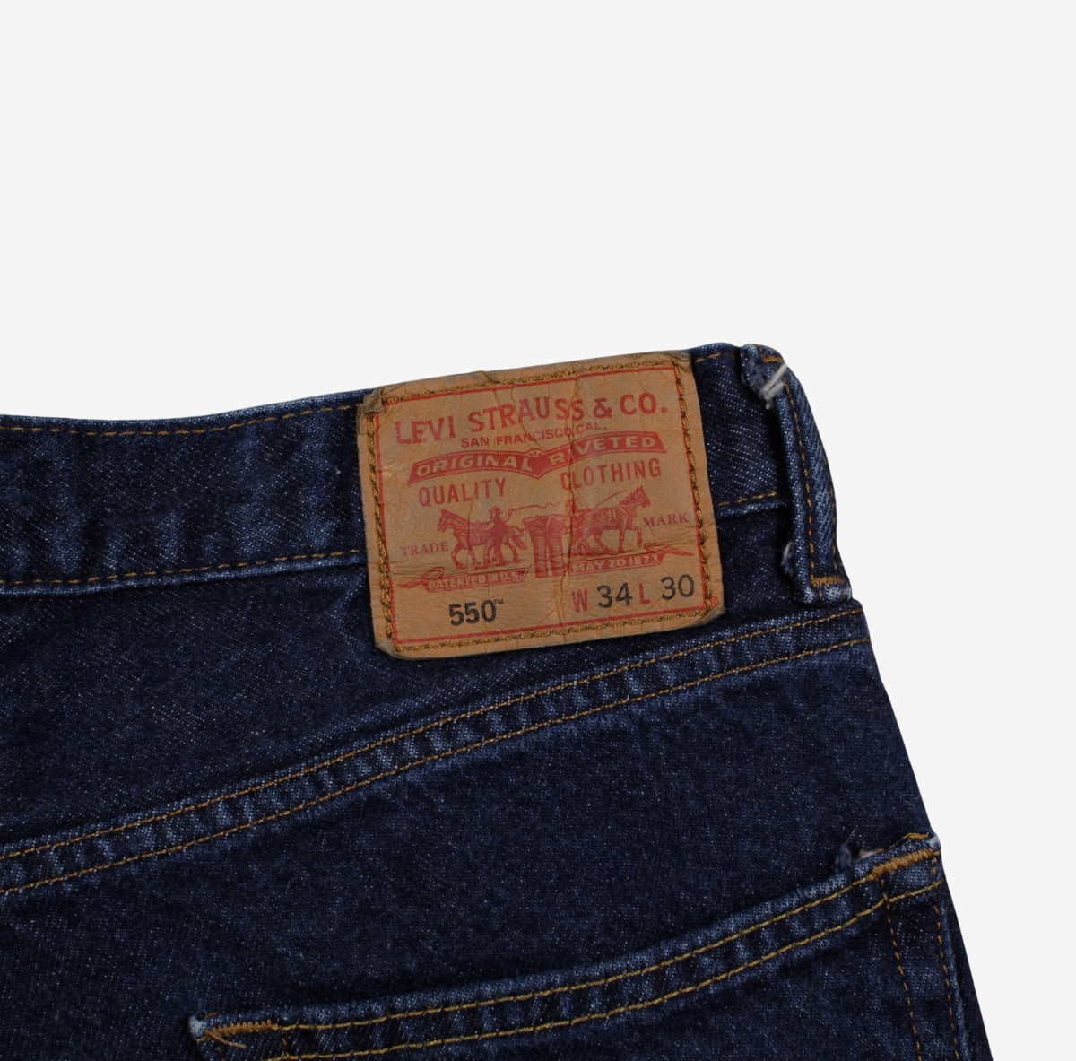 Levis 550 Jeans 34x30 Blue Relaxed Taper Dark Stonewash Zip Fly Tapered Denim