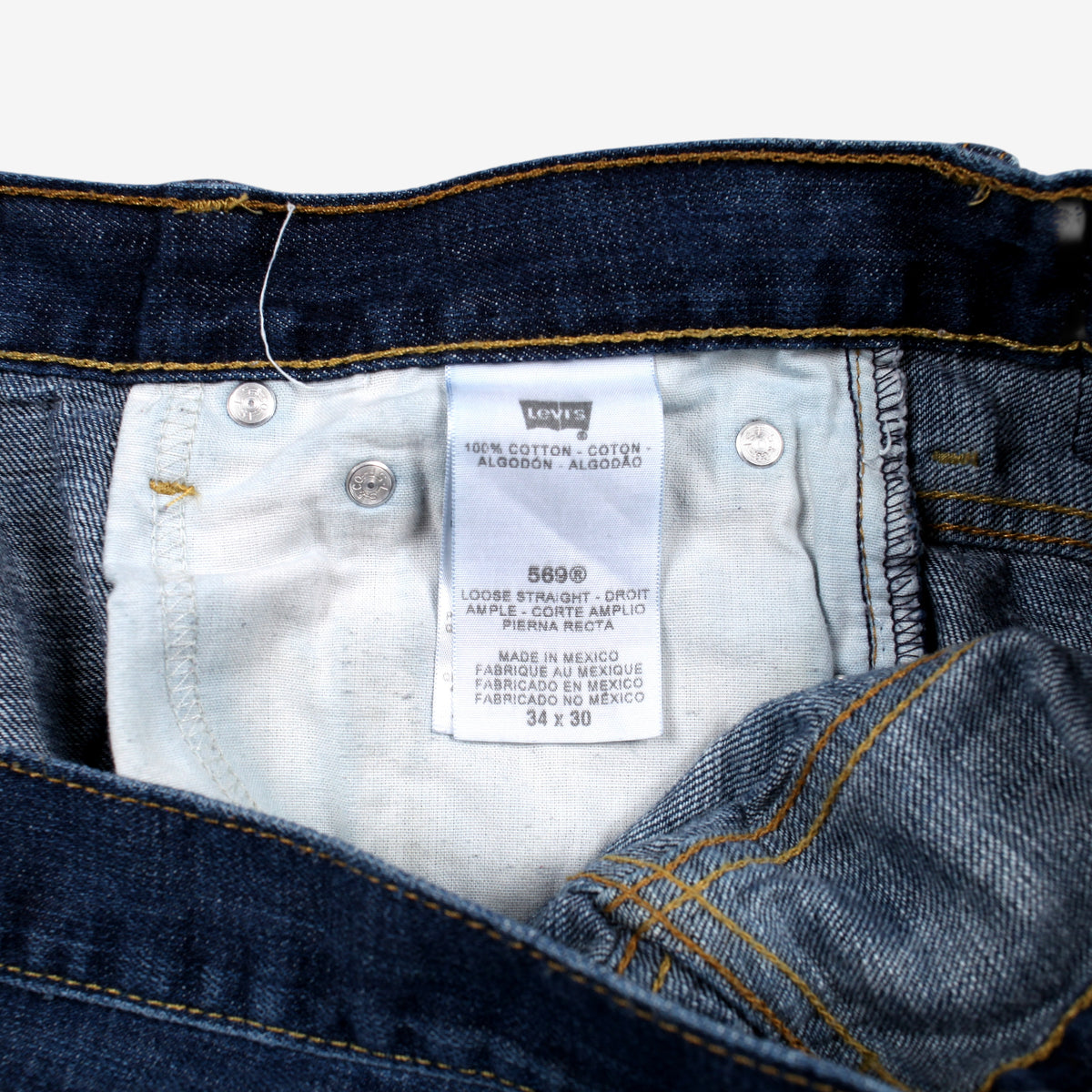 Levis 569 Jeans 34x30 Blue Relaxed Straight Loose Dark Stonewash Zip Denim
