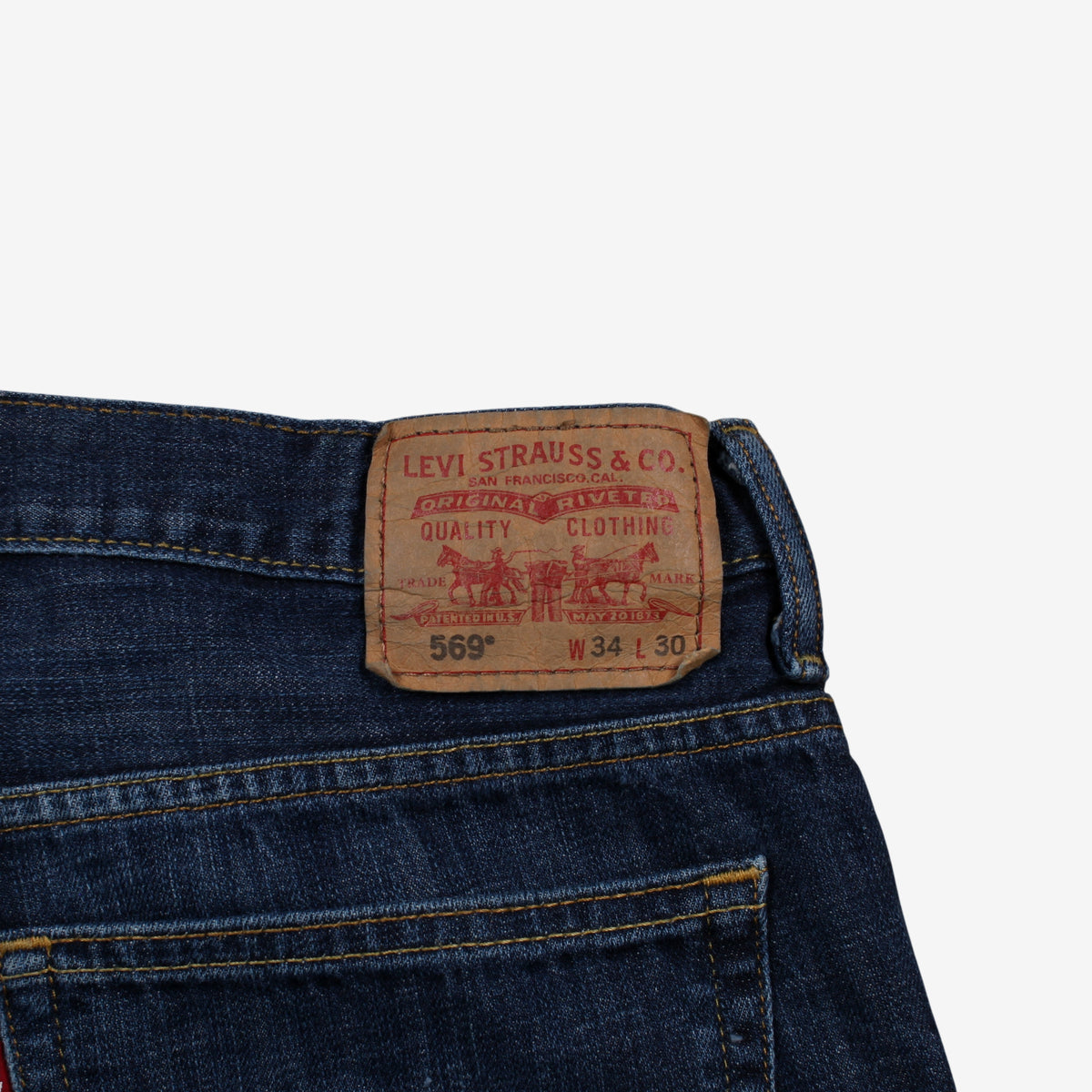 Levis 569 Jeans 34x30 Blue Relaxed Straight Loose Dark Stonewash Zip Denim