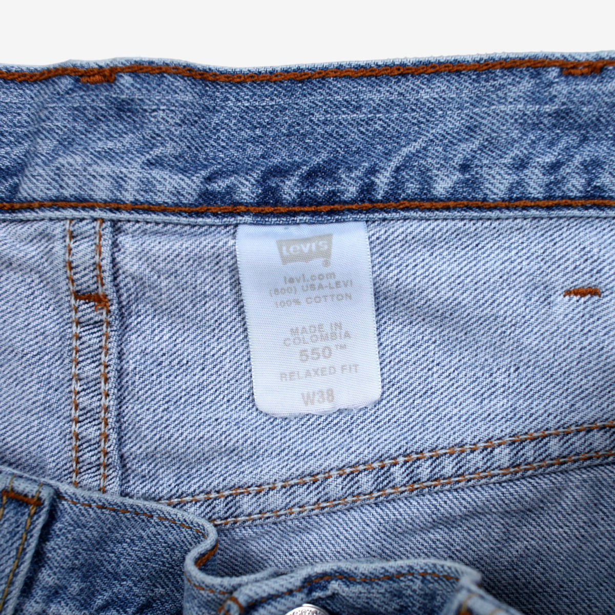 Levis 550 Denim Baggy Shorts Jorts 38 00s Blue Relaxed Light Wash Western