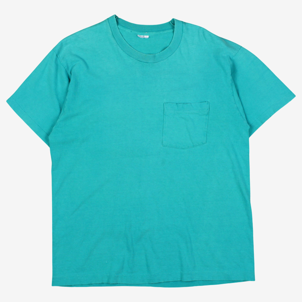 Vintage Fruit Of The Loom Blank T-shirt L Mens 90s Pocket Green Single Stitch