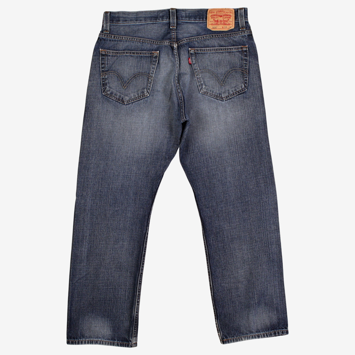 Levis 505 Jeans 34x30 Blue Regular Straight Faded Stonewash Red Tab Y2K Denim