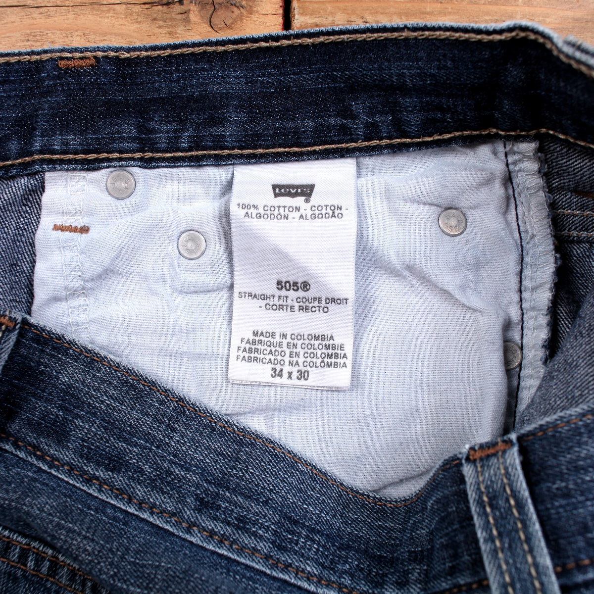 Levis 505 Jeans 34x30 Blue Regular Straight Faded Stonewash Red Tab Y2K Denim
