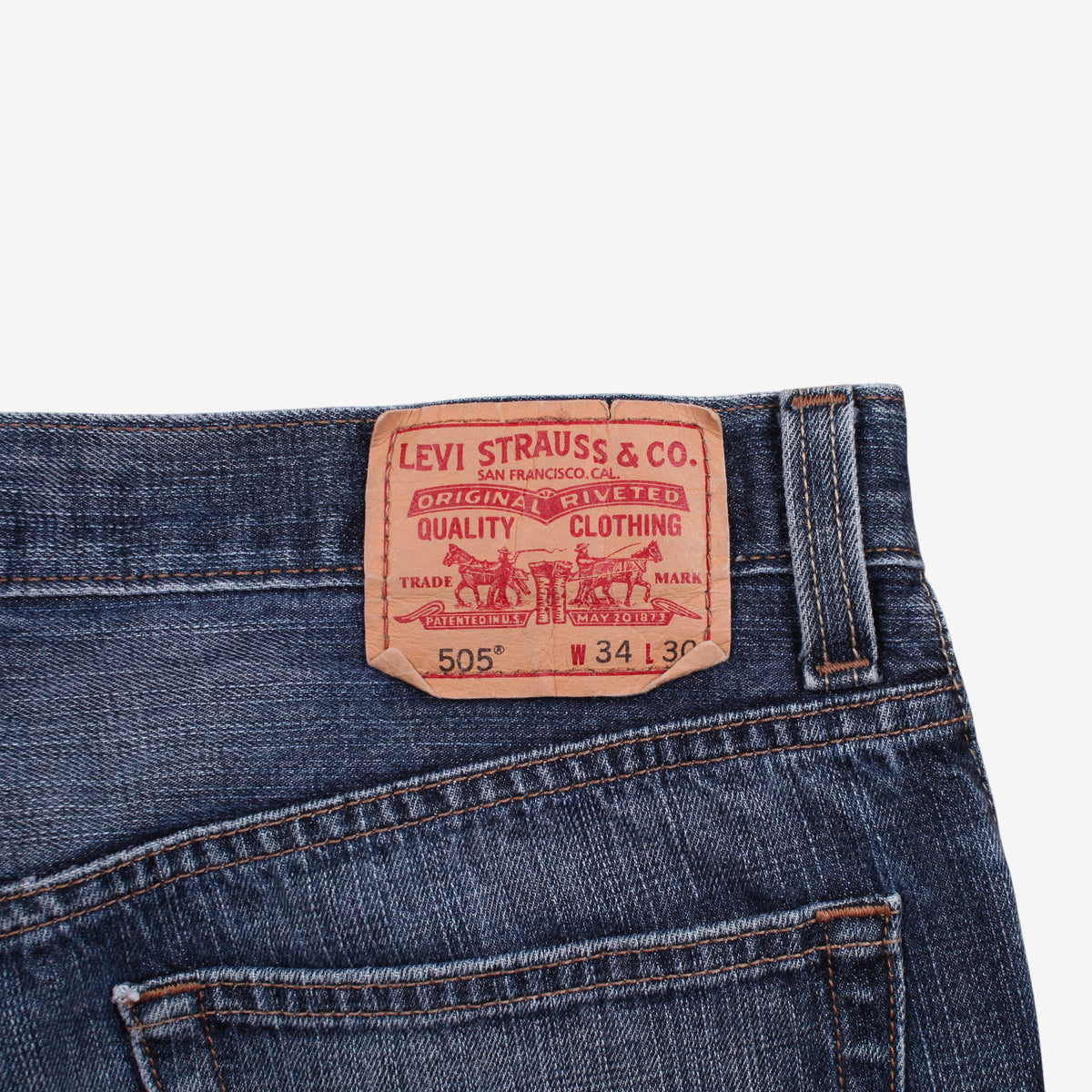 Levis 505 Jeans 34x30 Blue Regular Straight Faded Stonewash Red Tab Y2K Denim