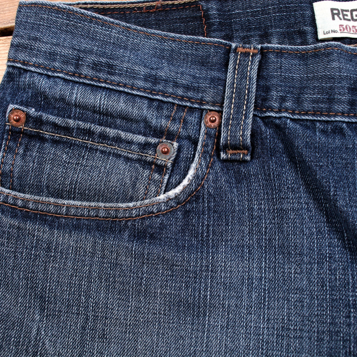 Levis 505 Jeans 34x30 Blue Regular Straight Faded Stonewash Red Tab Y2K Denim
