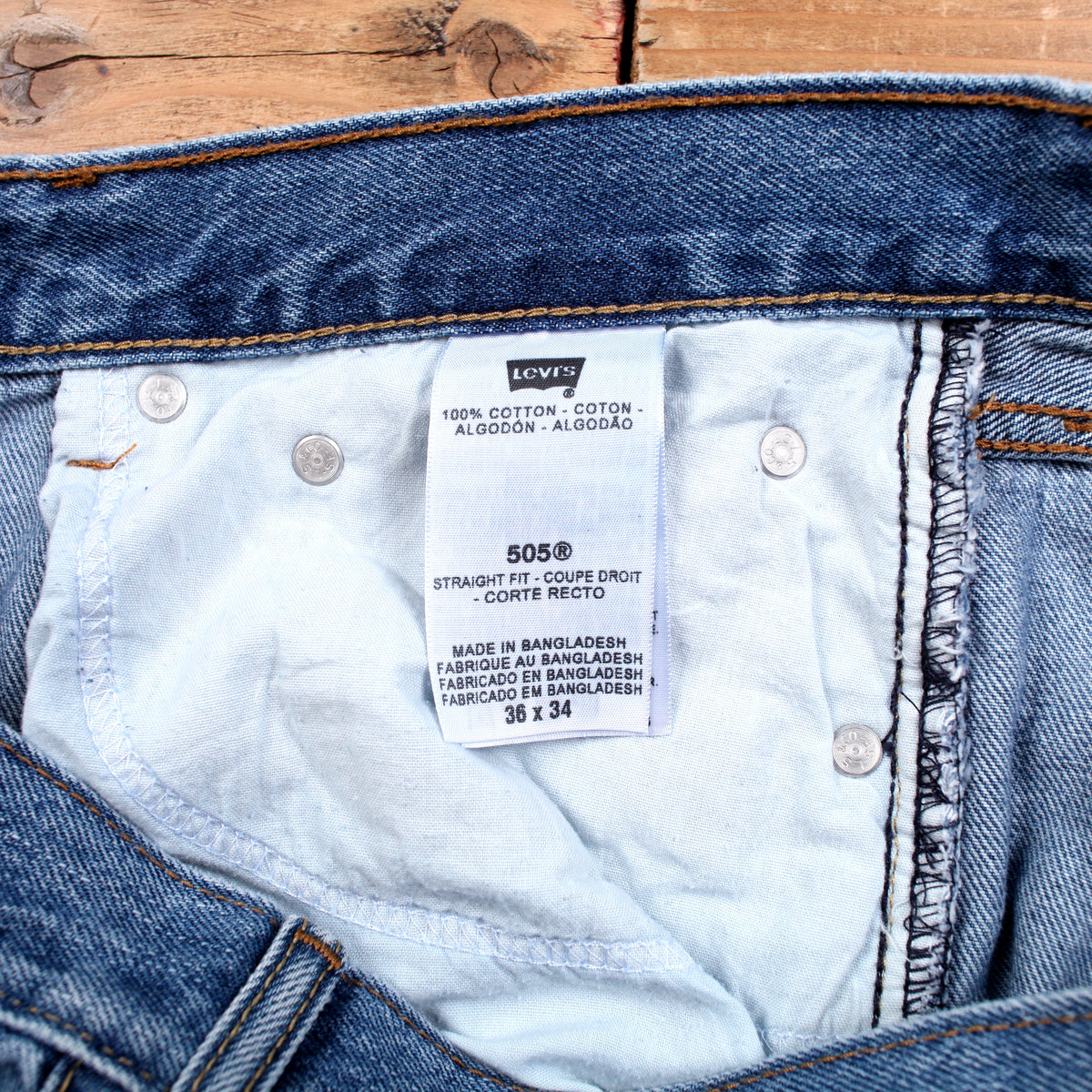Levis 505 Jeans 36x34 Blue Regular Straight Medium Stonewash Red Tab Denim