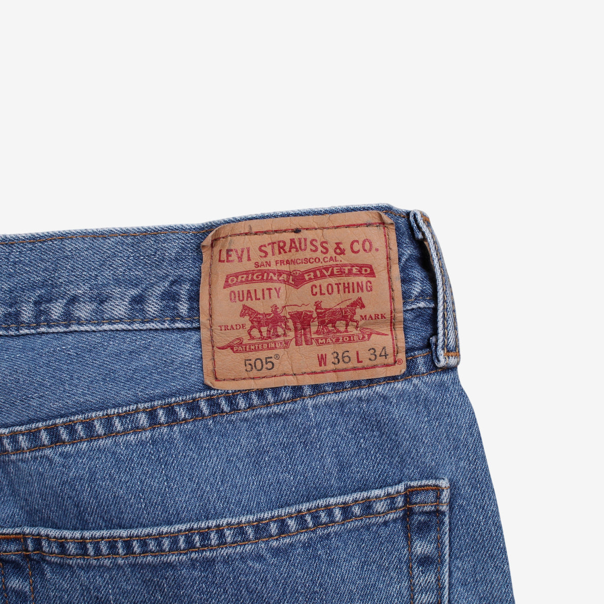 Levis 505 Jeans 36x34 Blue Regular Straight Medium Stonewash Red Tab Denim