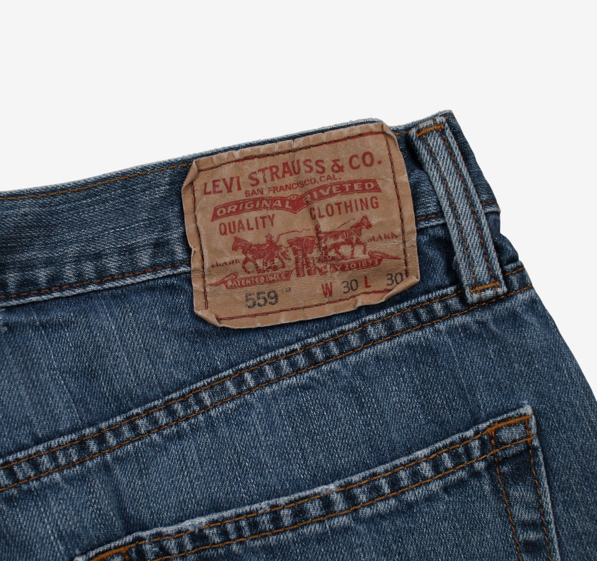 Levis 559 Jeans 30x30 Blue Relaxed Straight Faded Stonewash Denim