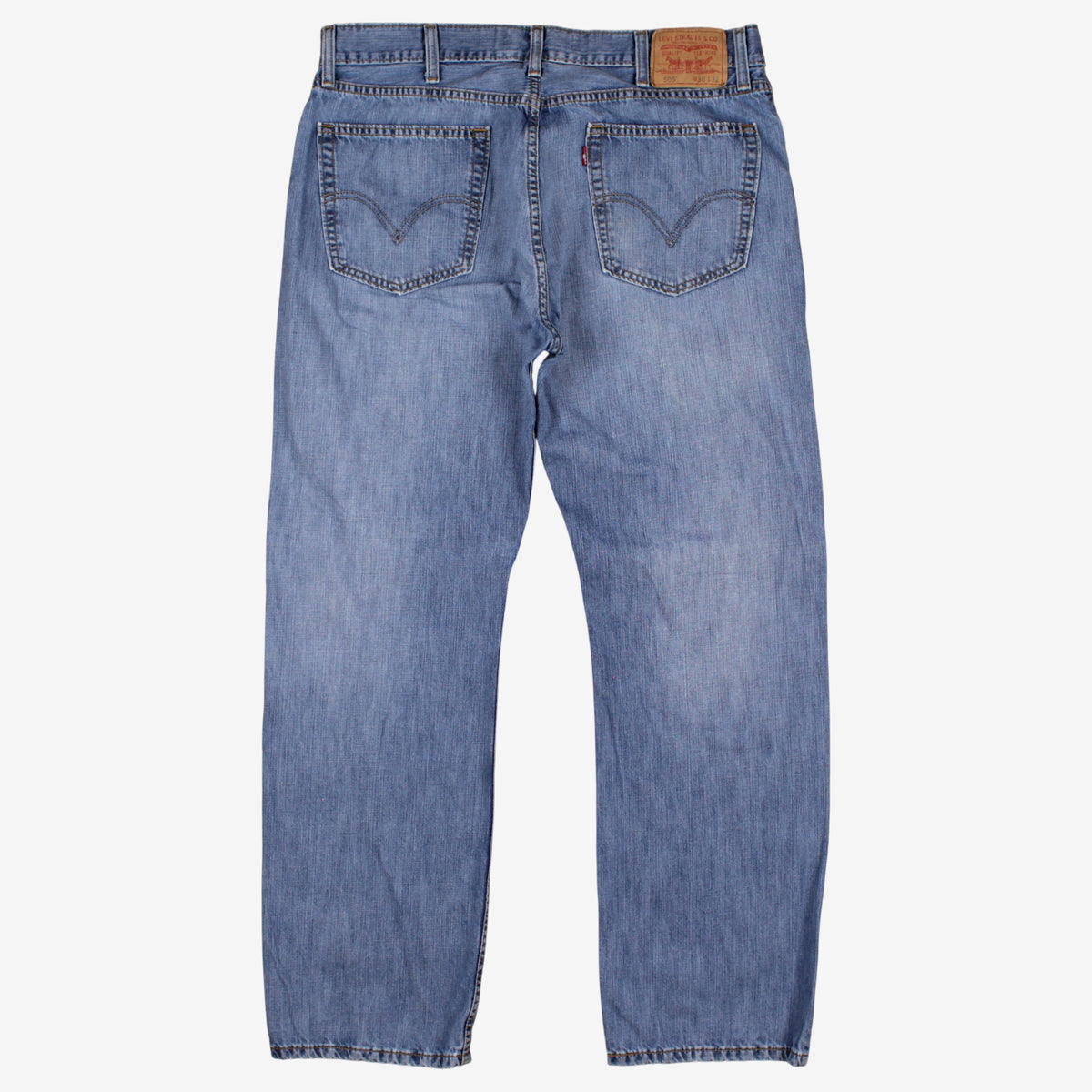Levis 505 Jeans 38x32 Blue Regular Straight Faded Medium Stonewash Denim