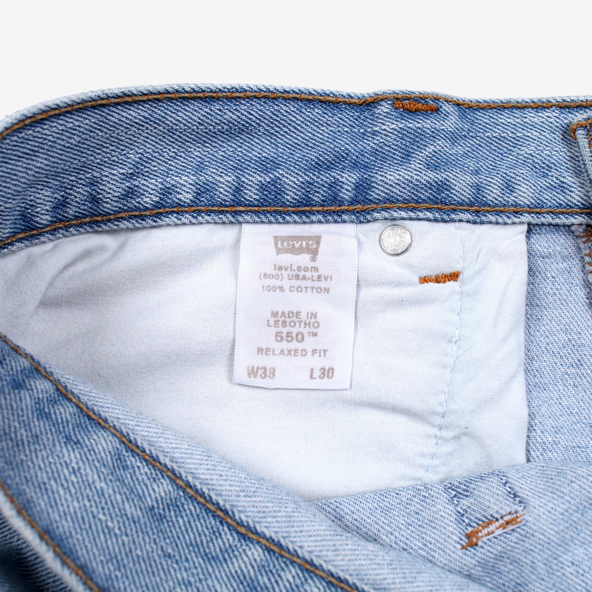 Levis 550 Jeans 38x30 Blue Relaxed Taper Faded Light Stonewash Denim
