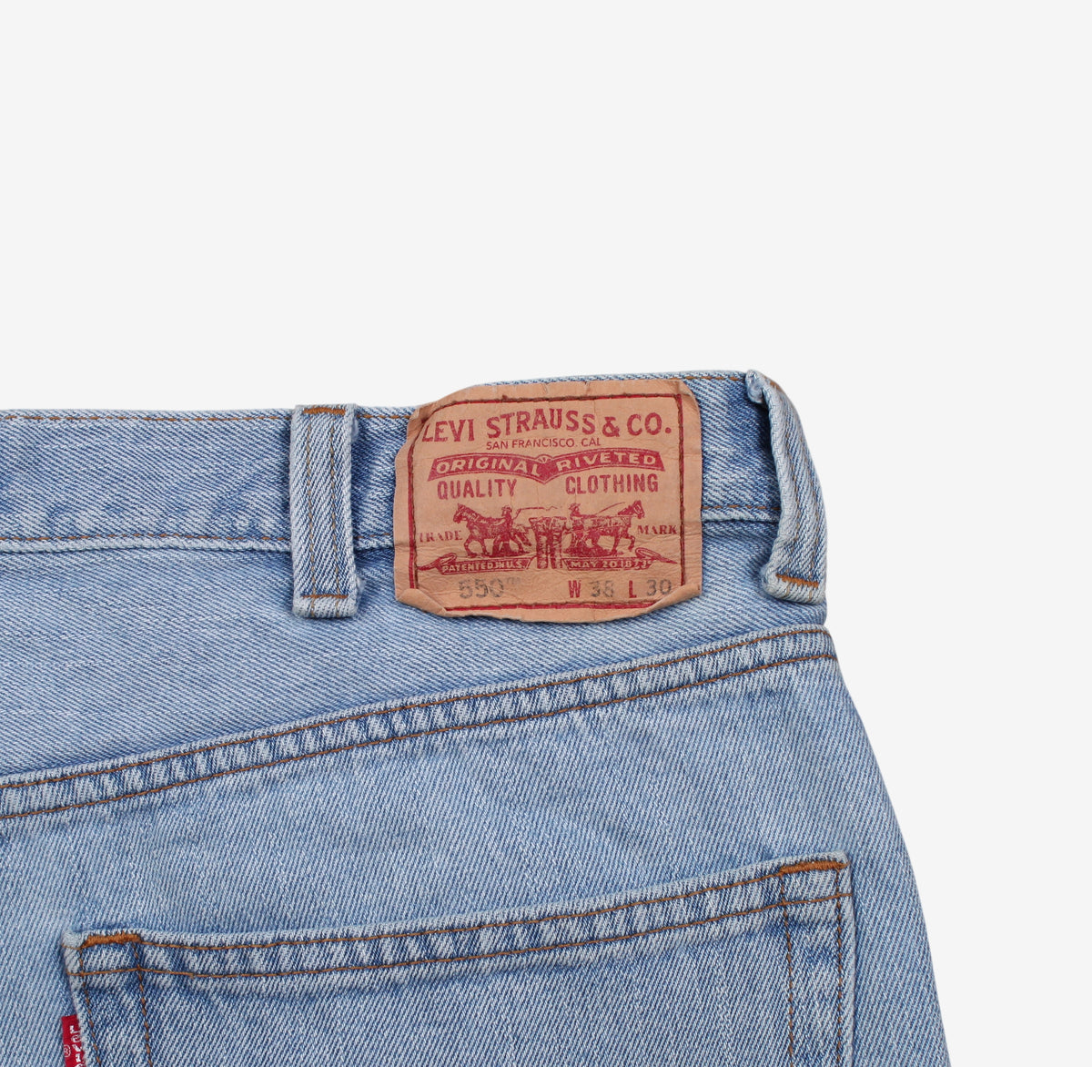 Levis 550 Jeans 38x30 Blue Relaxed Taper Faded Light Stonewash Denim