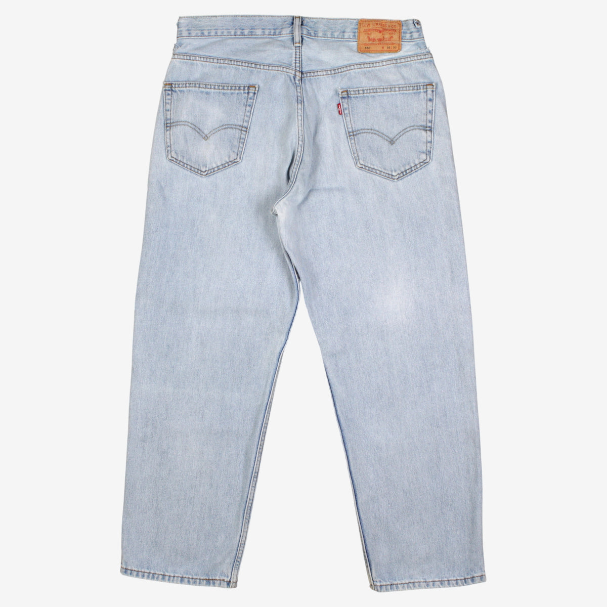 Levis 550 Jeans 35x30 Blue Relaxed Taper Faded Light Stonewash Zip Denim