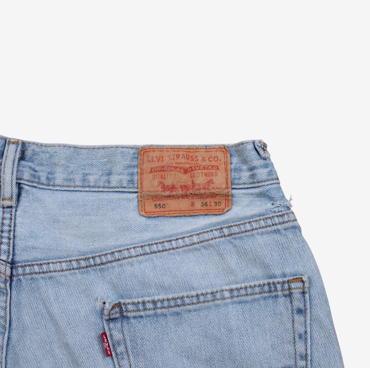 Levis 550 Jeans 35x30 Blue Relaxed Taper Faded Light Stonewash Zip Denim