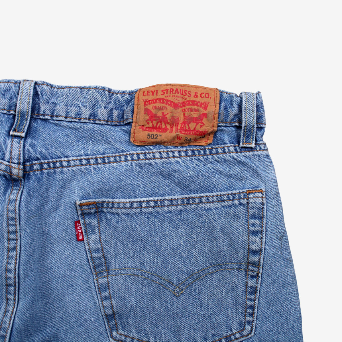 Levis 502 Jeans 34x30 Blue Regular Taper Faded Light Stonewash Denim