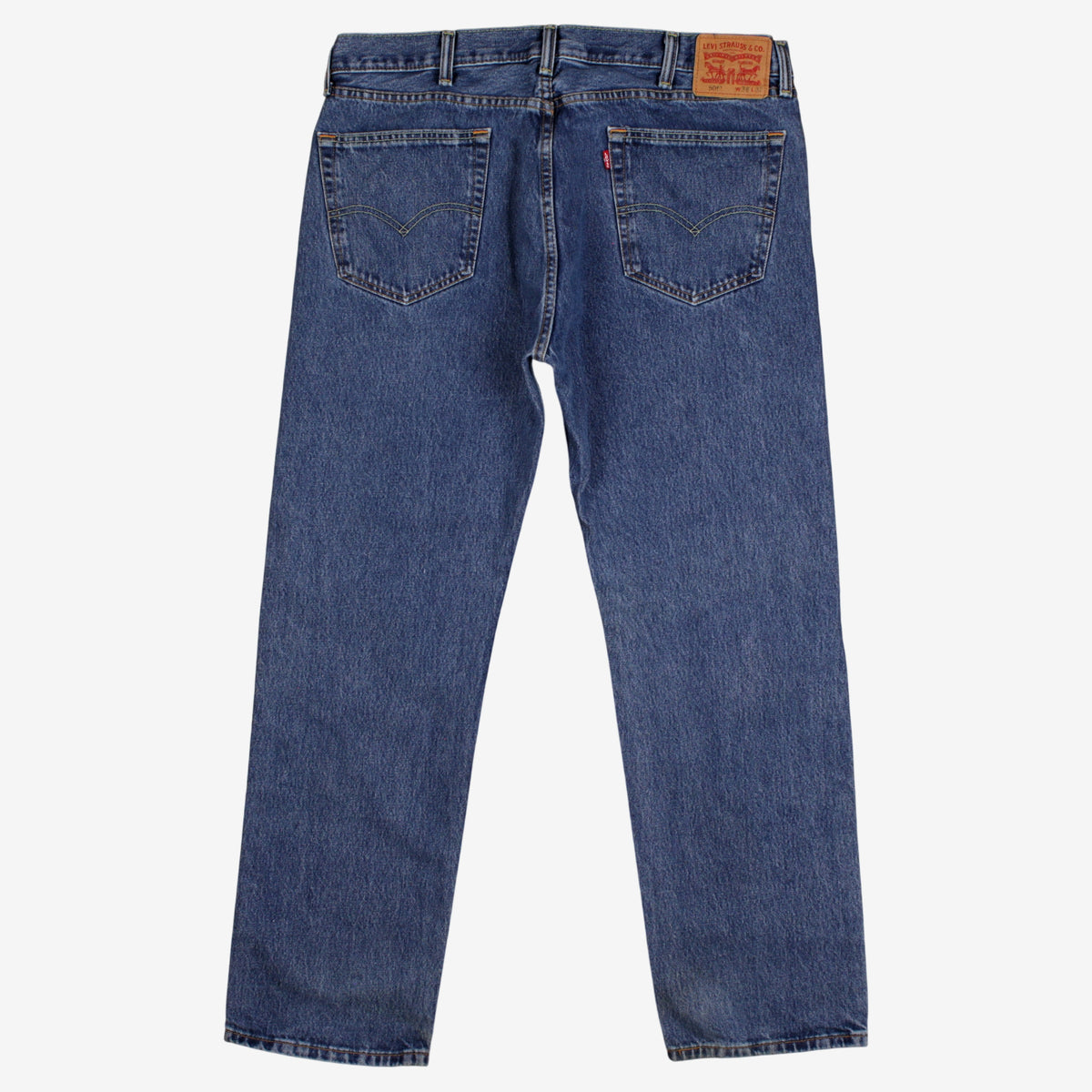 Levis 505 Jeans 38x32 Blue Regular Straight Faded Stonewash Red Tab Denim