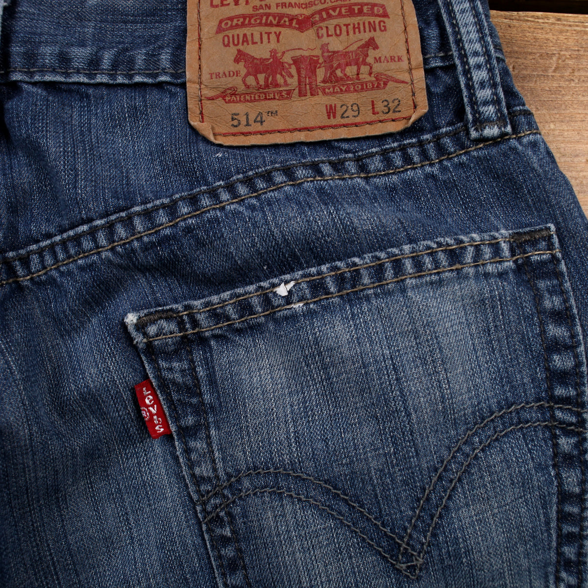 Levis 514 Jeans 29x32 Blue Regular Straight Slim Stonewash Red Tab Denim