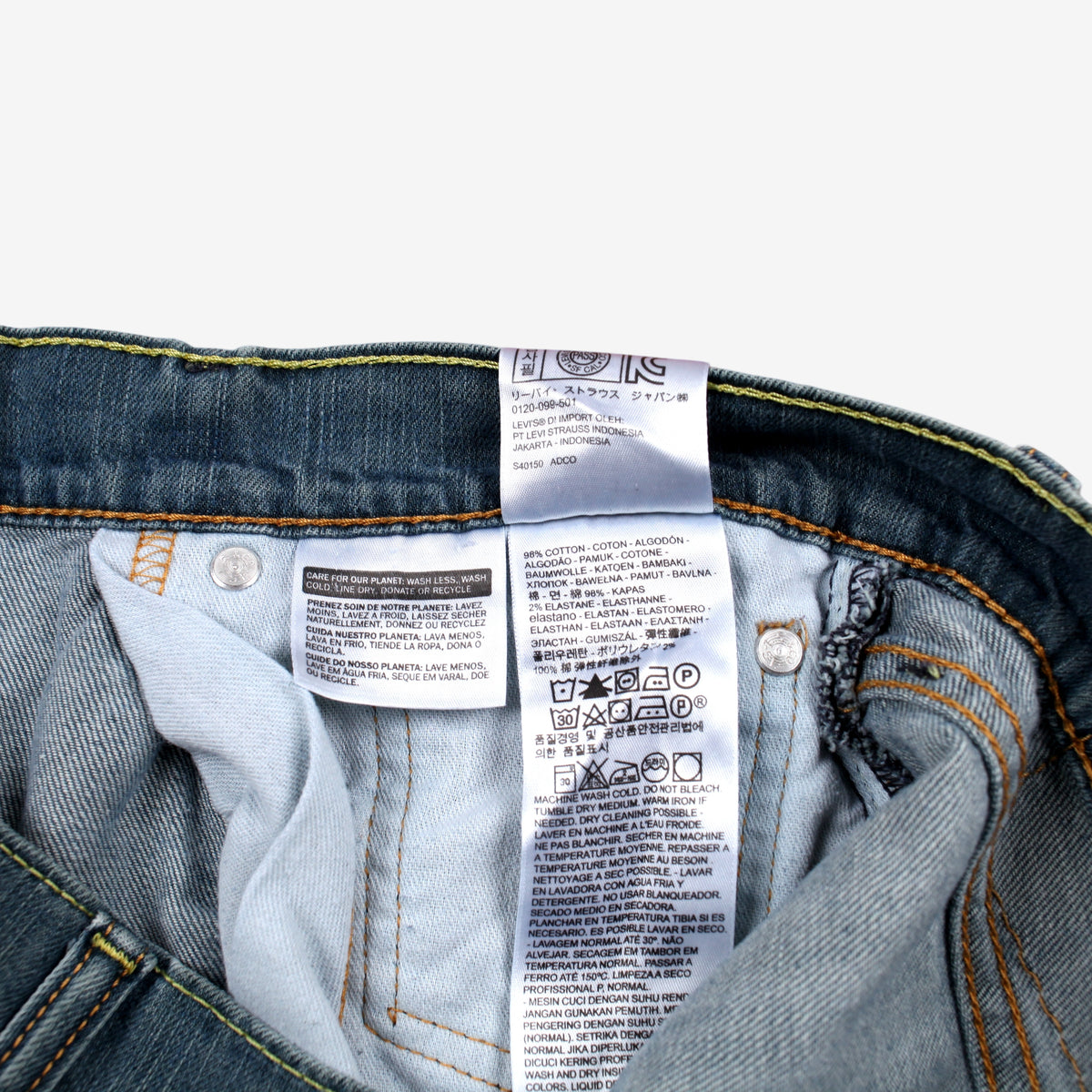 Levis 511 Jeans 33x32 Blue Slim Tapered Faded Stonewash Red Tab Denim