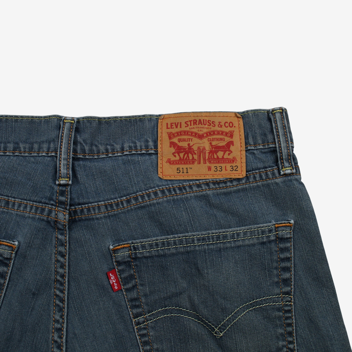 Levis 511 Jeans 33x32 Blue Slim Tapered Faded Stonewash Red Tab Denim