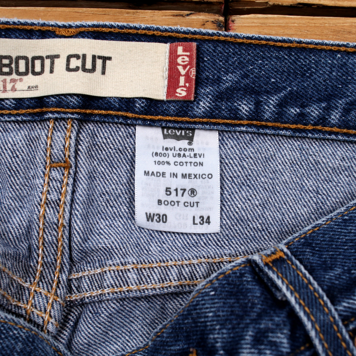 Levis 517 Jeans 30x34 Blue Regular Bootcut Faded Stonewash Mid Rise Zip Denim