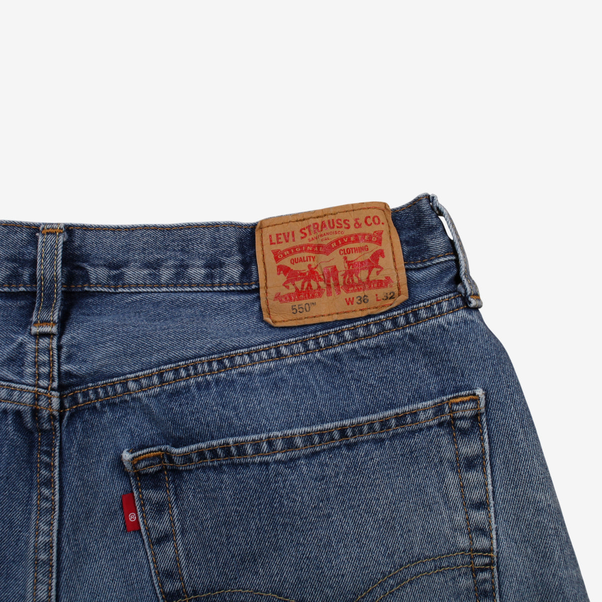Levis 550 Jeans 36x32 Blue Relaxed Taper Faded Stonewash Red Tab Denim