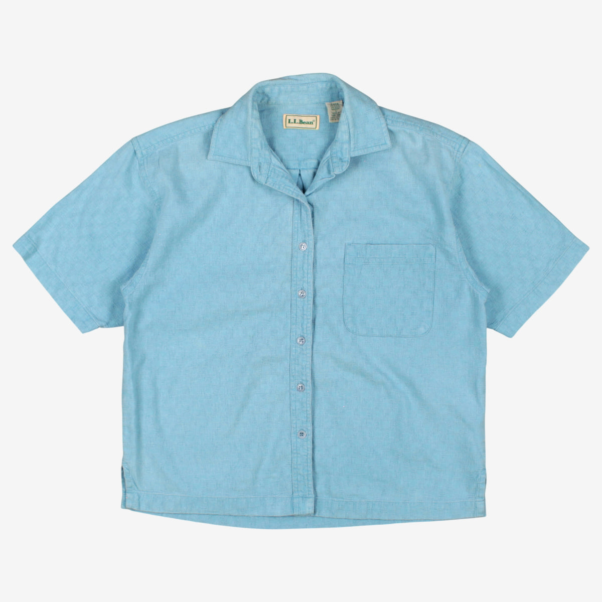 Vintage L.L. Bean Shirt S Womens Button 80s Cotton Subtle Check Outdoor Blue