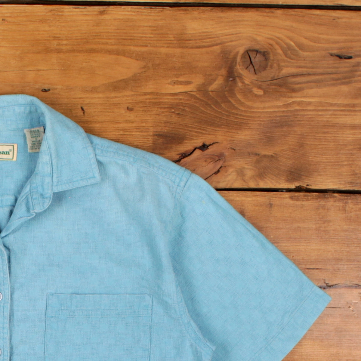 Vintage L.L. Bean Shirt S Womens Button 80s Cotton Subtle Check Outdoor Blue