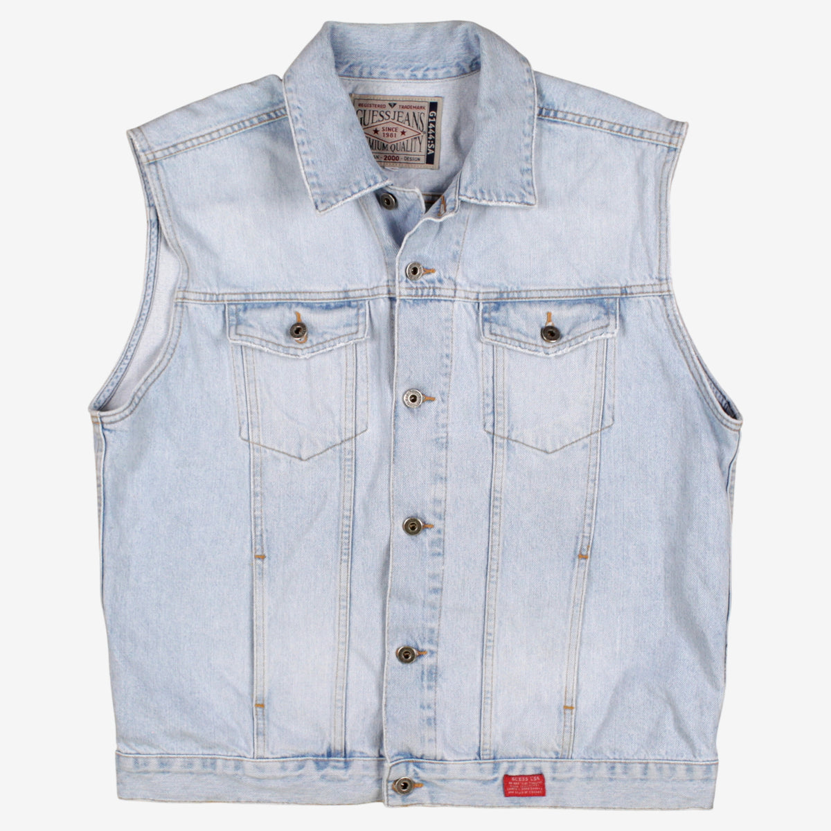 Guess Jeans Vest XL Mens 00s Blue Y2k Light Casual Gilet