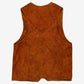 Vintage Suede Leather Vest M 60s Brown Western Cowboy Boho Hippie Gilet