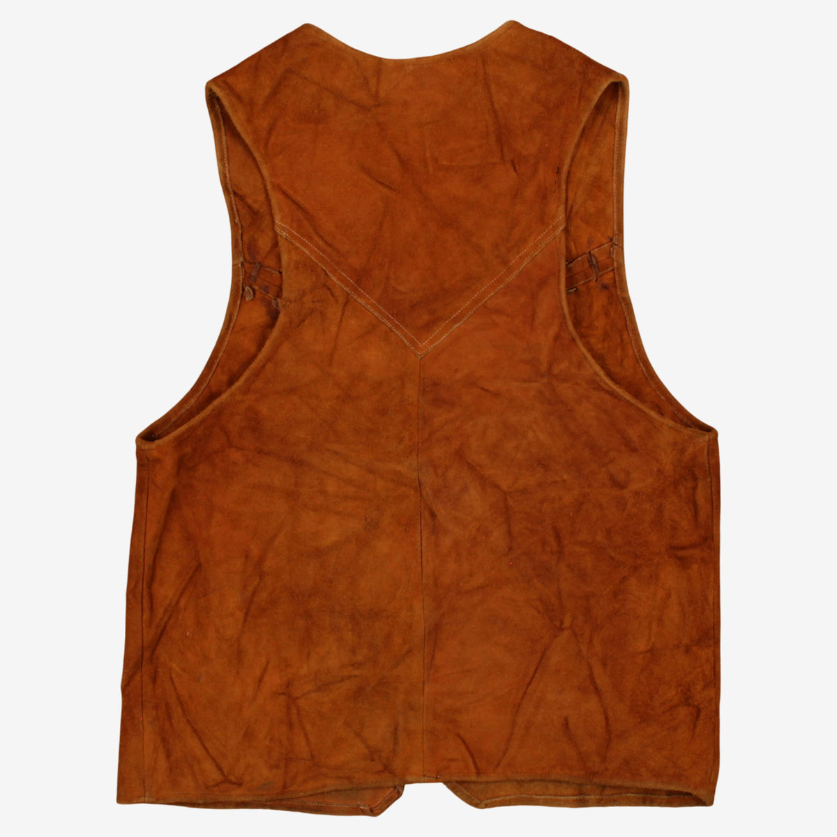 Vintage Suede Leather Vest M 60s Brown Western Cowboy Boho Hippie Gilet