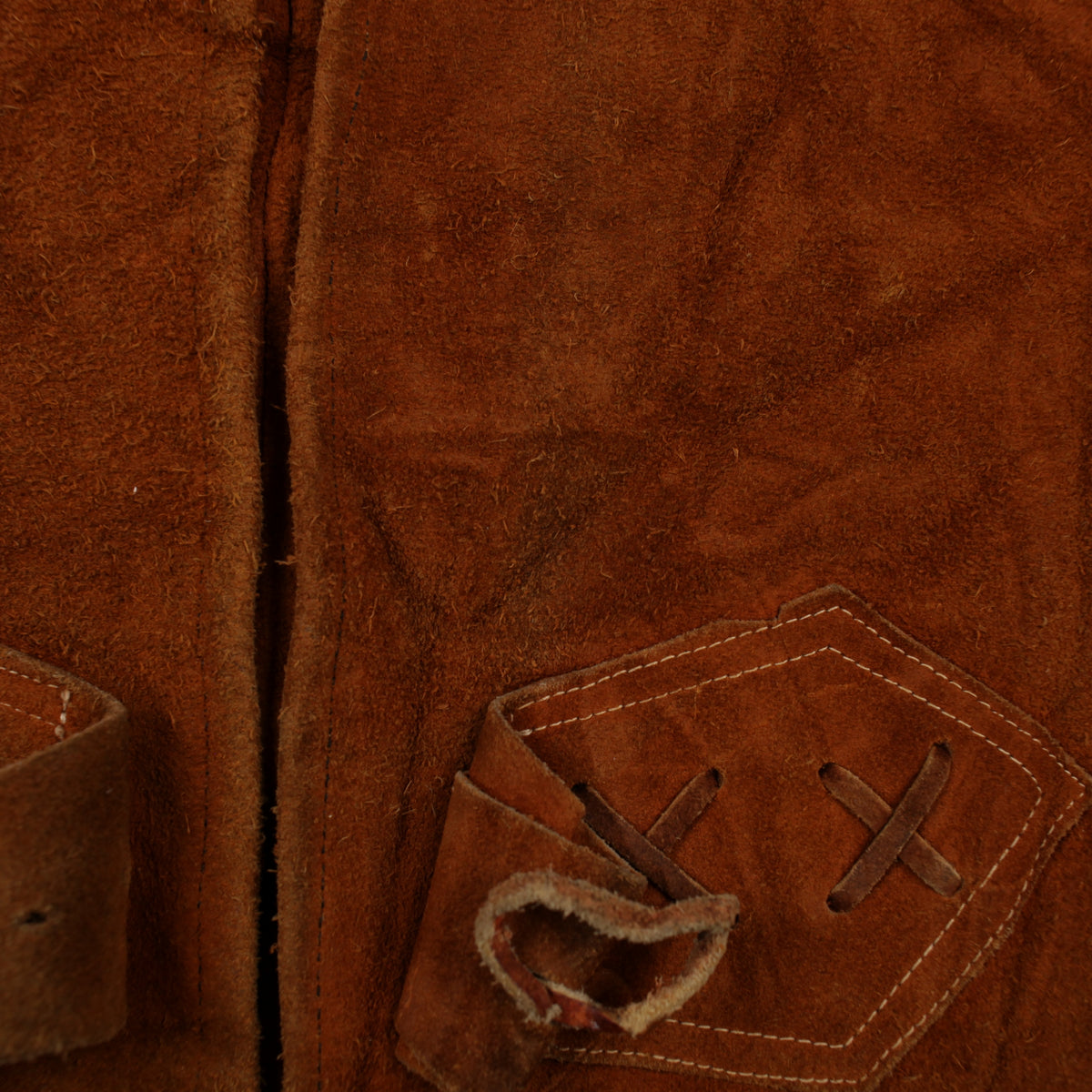 Vintage Suede Leather Vest M 60s Brown Western Cowboy Boho Hippie Gilet