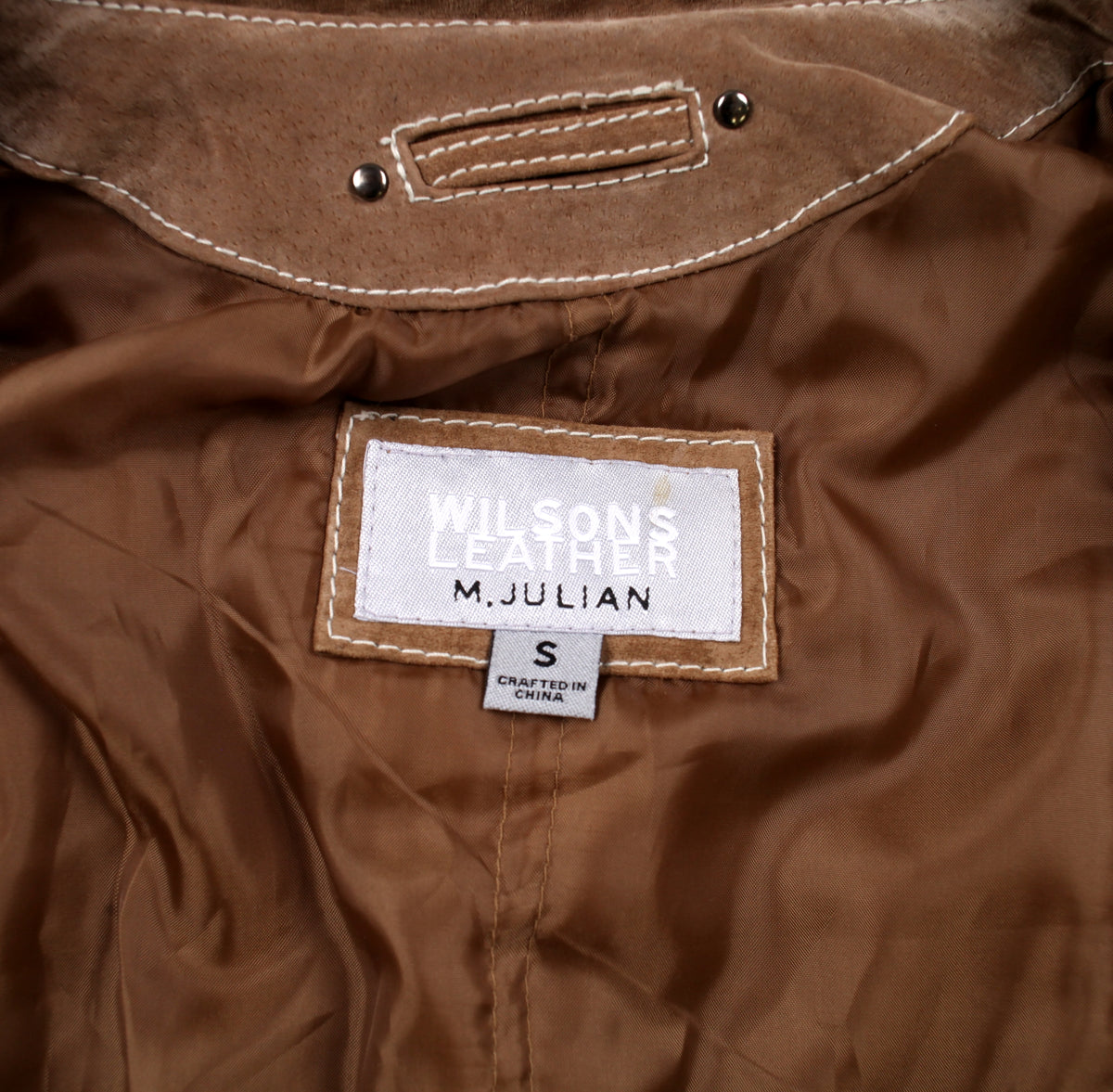 Wilsons Suede  Leather Jacket S Mens 00s Brown Lined Casual Biker