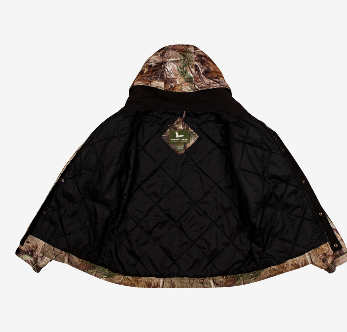 Field & Stream Real Tree Jacket L Mens Brown Hooded Camo Insulated Hunting