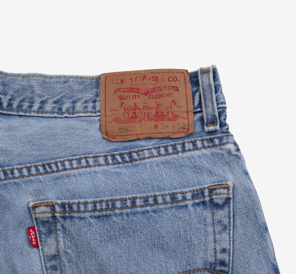 Levis 560 Jeans 34x32 Blue Relaxed Taper Comfort Fit Light Stonewash Denim