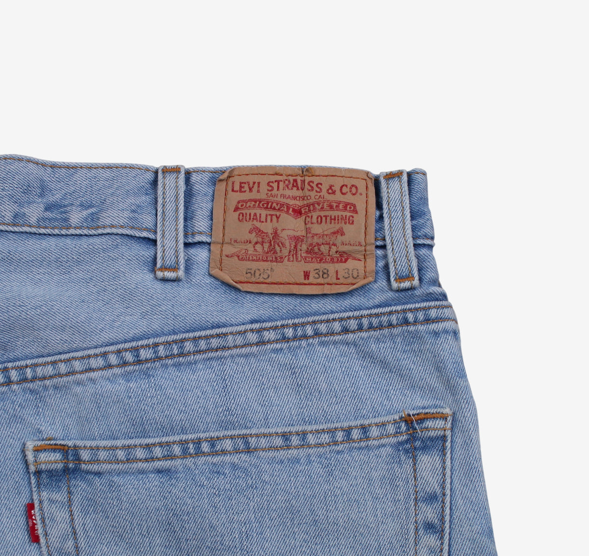 Levis 505 Jeans 36x30 Blue Regular Straight Light Stonewash Red Tab Denim