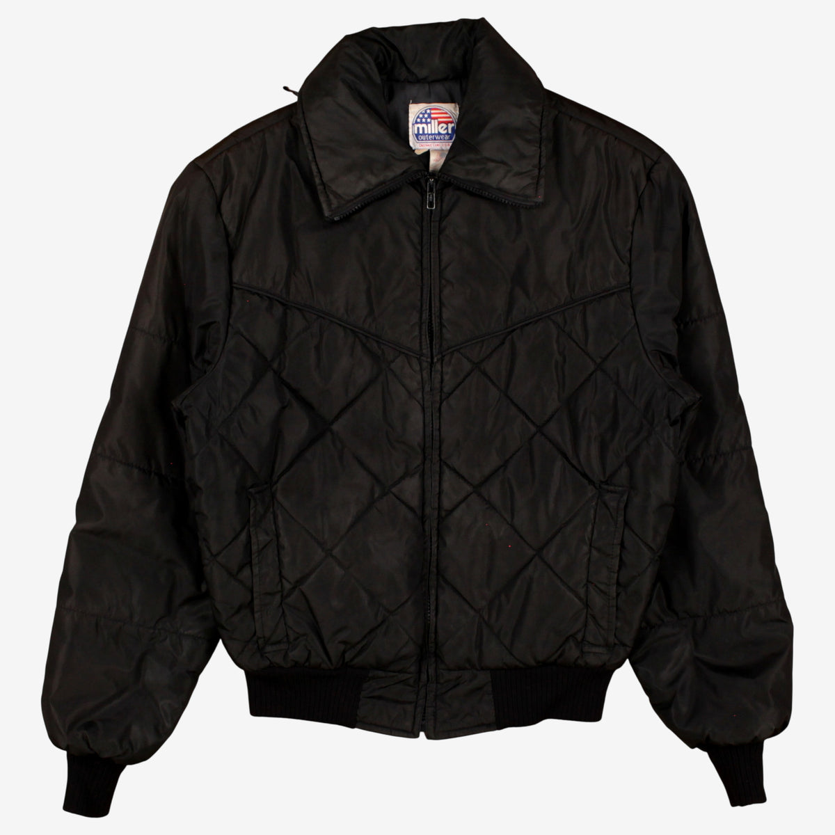 Vintage Miller Outerwear Bomber Jacket S Mens 90s Black USA Made Quilted Lined