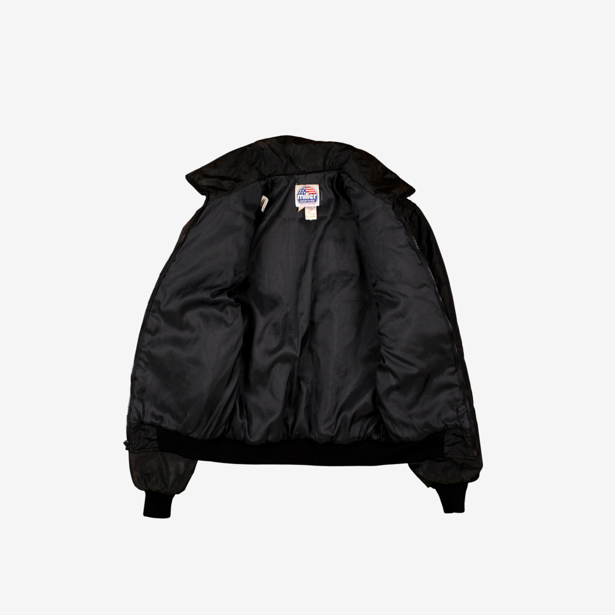 Vintage Miller Outerwear Bomber Jacket S Mens 90s Black USA Made Quilted Lined