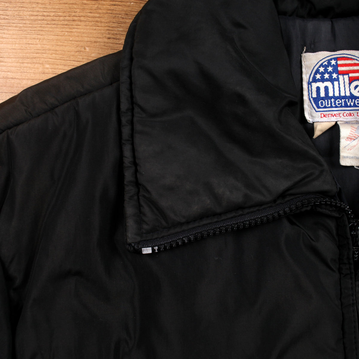 Vintage Miller Outerwear Bomber Jacket S Mens 90s Black USA Made Quilted Lined