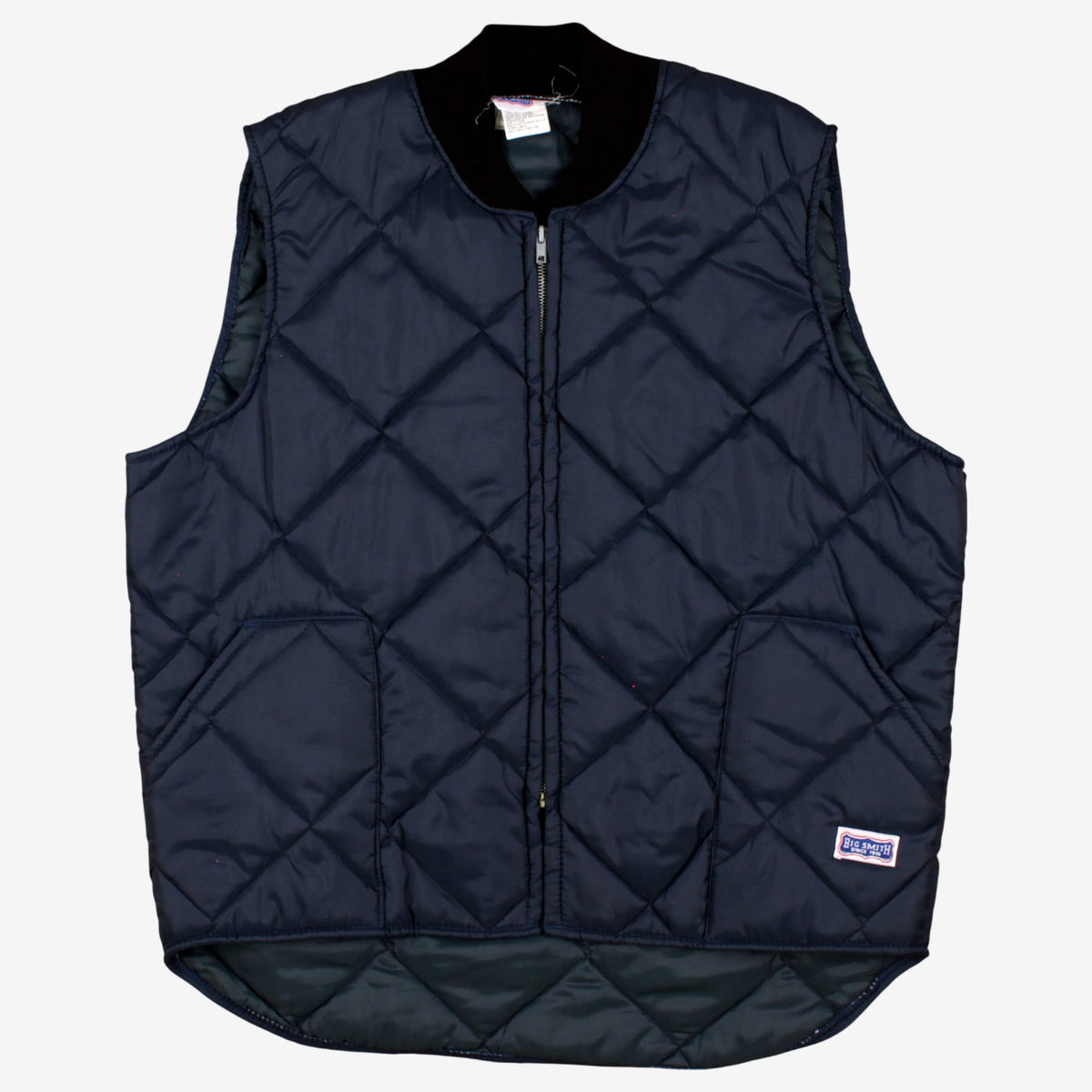 Vintage Big Smith Quilted Vest XL Mens 90s Blue USA Made Nylon Chore Gilet