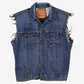 Levis Denim Vest M Mens Blue Plaid Lined Western Trucker Jacket Gilet Cut Off