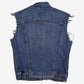 Levis Denim Vest M Mens Blue Plaid Lined Western Trucker Jacket Gilet Cut Off