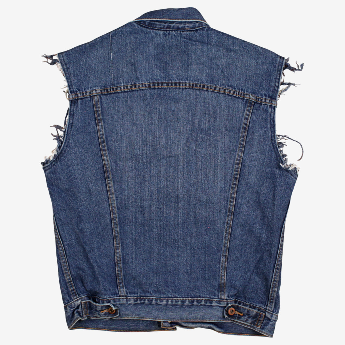 Levis Denim Vest M Mens Blue Plaid Lined Western Trucker Jacket Gilet Cut Off