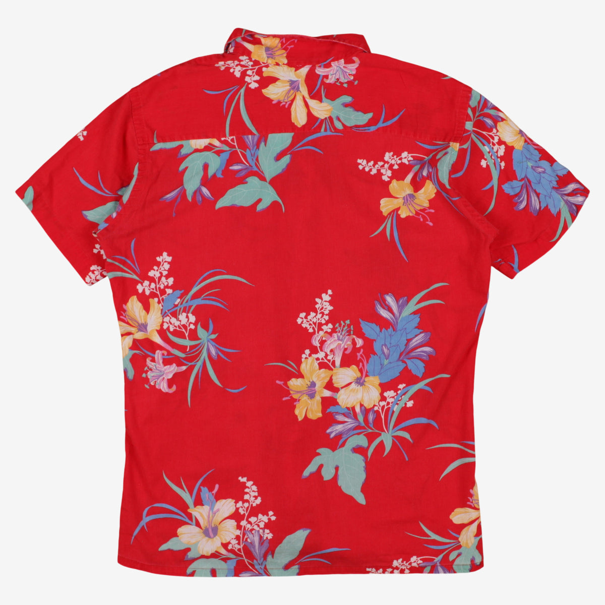 Vintage Mr Witt Hawaiian Shirt L Mens Button 90s Cotton Floral Red